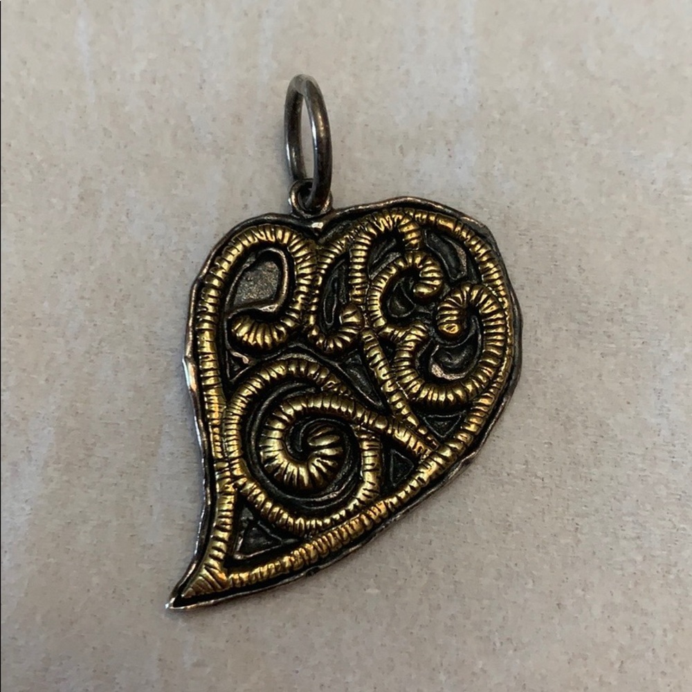 Waxing Poetic Silver & Brass Heart Pendant